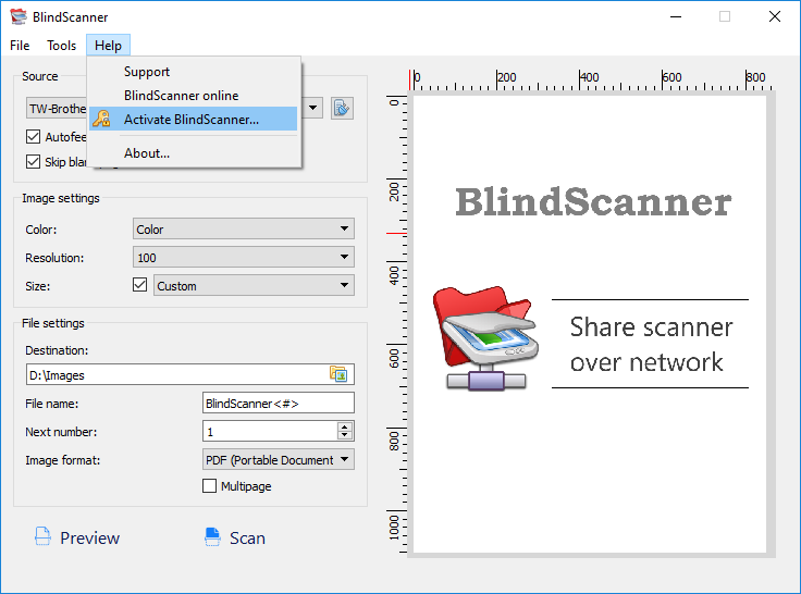 blindscanner activate en1