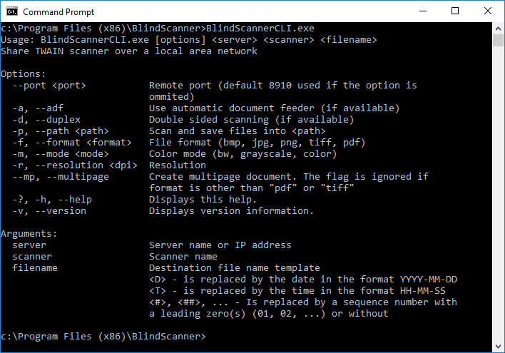 BlindScanner command-line interface